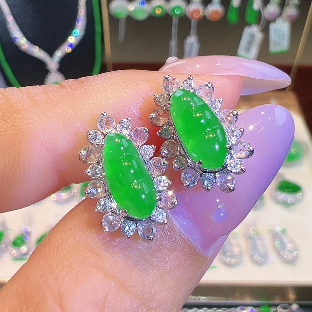 翡翠18K金镶嵌耳饰