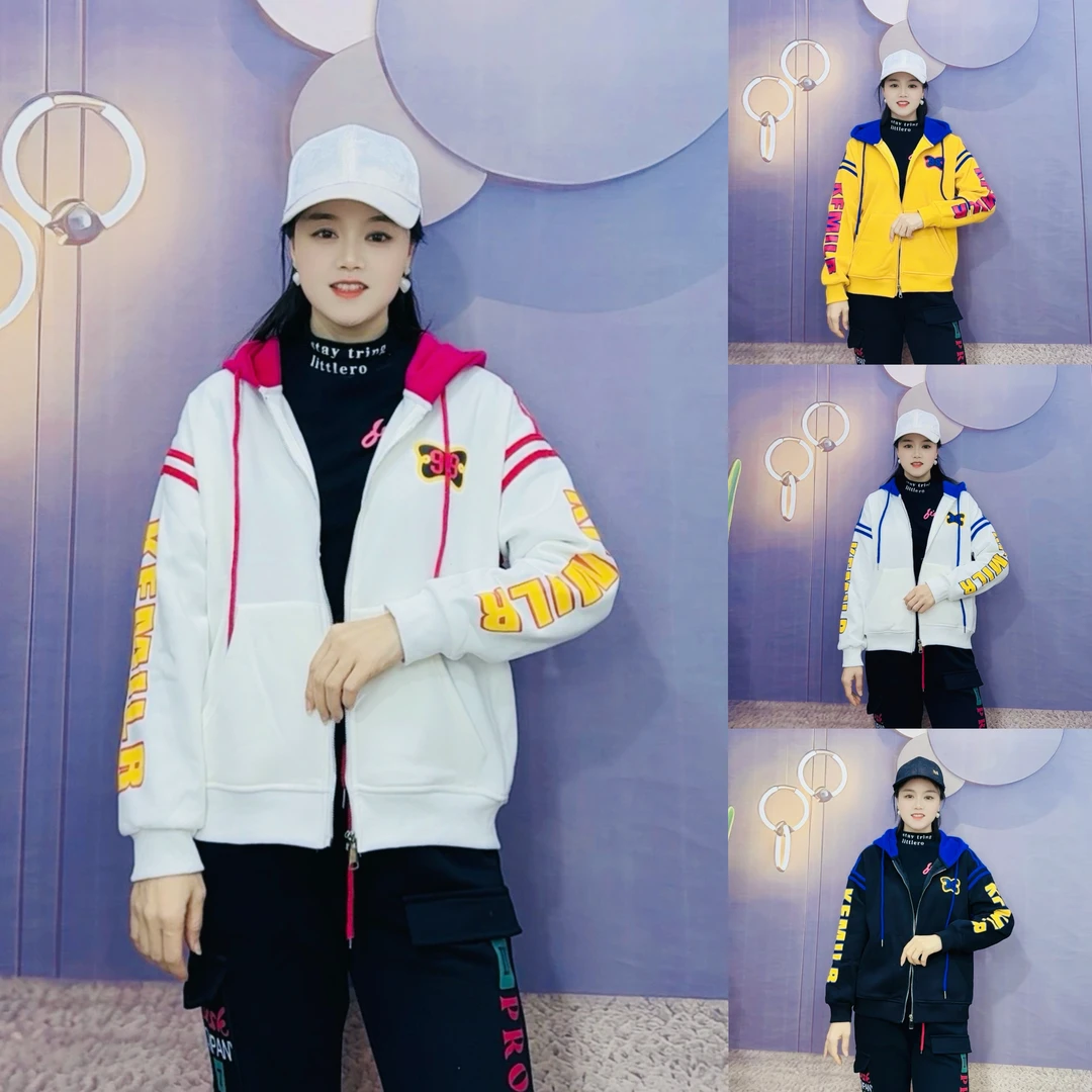 冬季加绒加厚带帽外套H.8251休闲时尚潮流拼色连帽加绒加厚外套