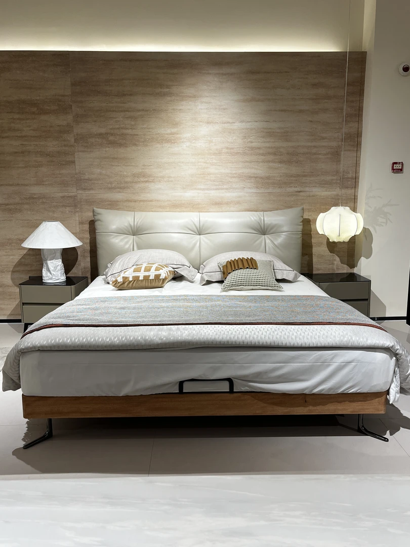 【听澜】半青皮怀抱床意式轻奢主卧双人床高端婚床牛皮床1.5米1.8米