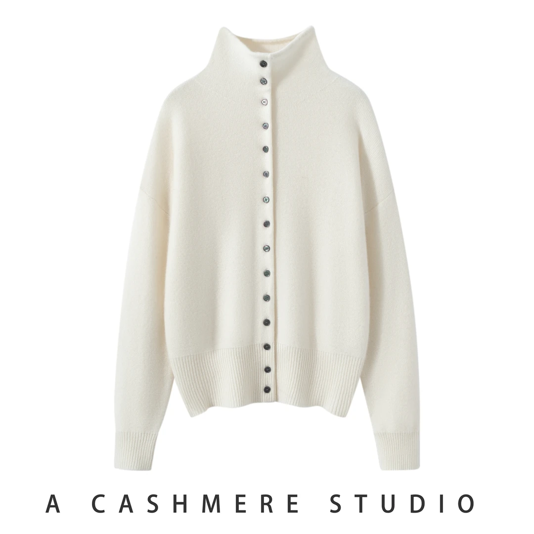 让舒适理所当然~（100%山羊绒）高龄系扣加厚针织开衫女