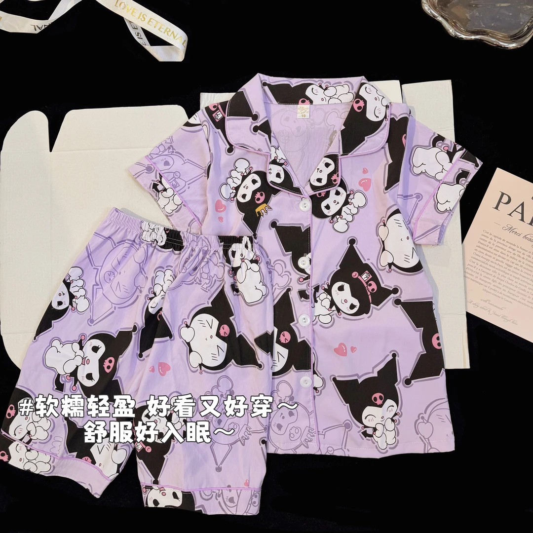 2025新款儿童睡衣女童夏季薄款短袖短裤套装女孩中大童家居服夏天