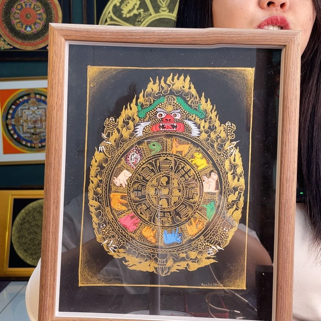 卷轴画九宫八卦唐卡带框