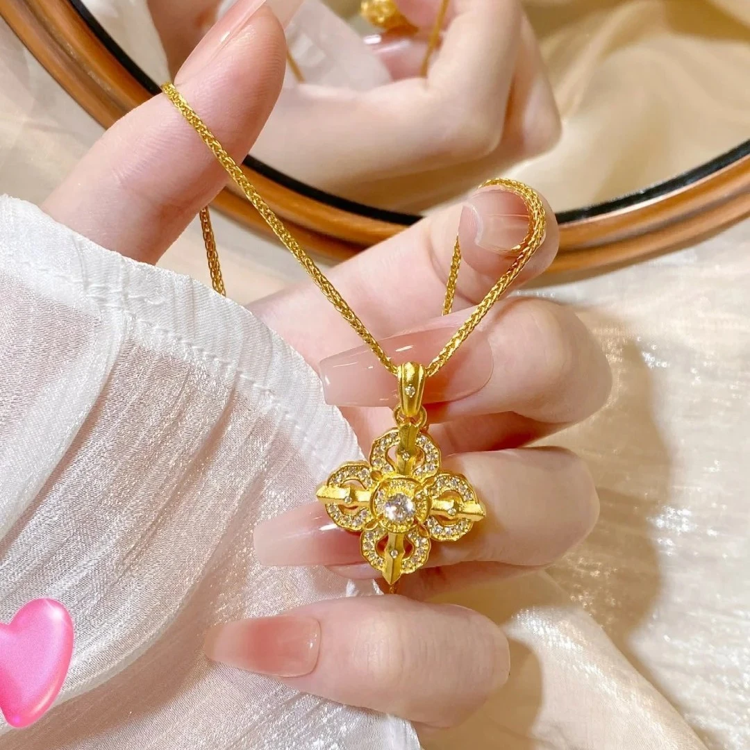 铜合金项链 韦雪同款貔貅金刚杵项链古法镀金十字架吊坠首饰女款