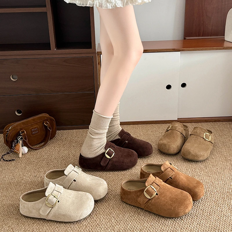 厚底勃肯鞋女包头拖鞋外穿2025新款秋季一脚蹬赖人博肯鞋穆勒单鞋