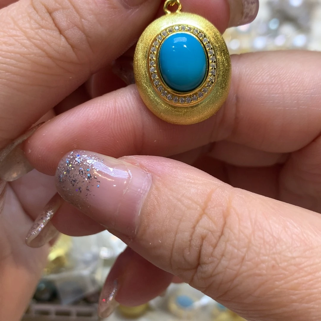 绿松石银S925镶嵌颈饰