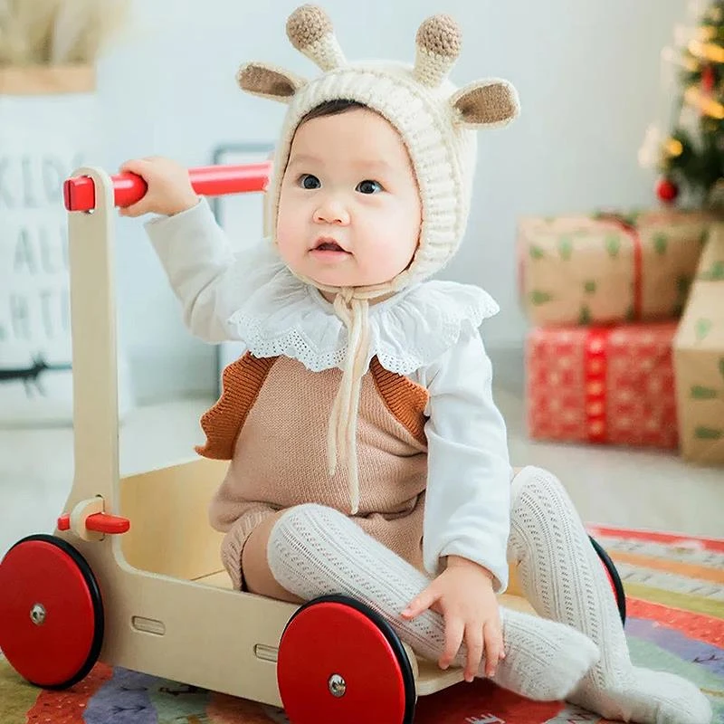 婴儿童可调速木质学步车手推车玩具多功能防O型腿 宝宝学走路教行