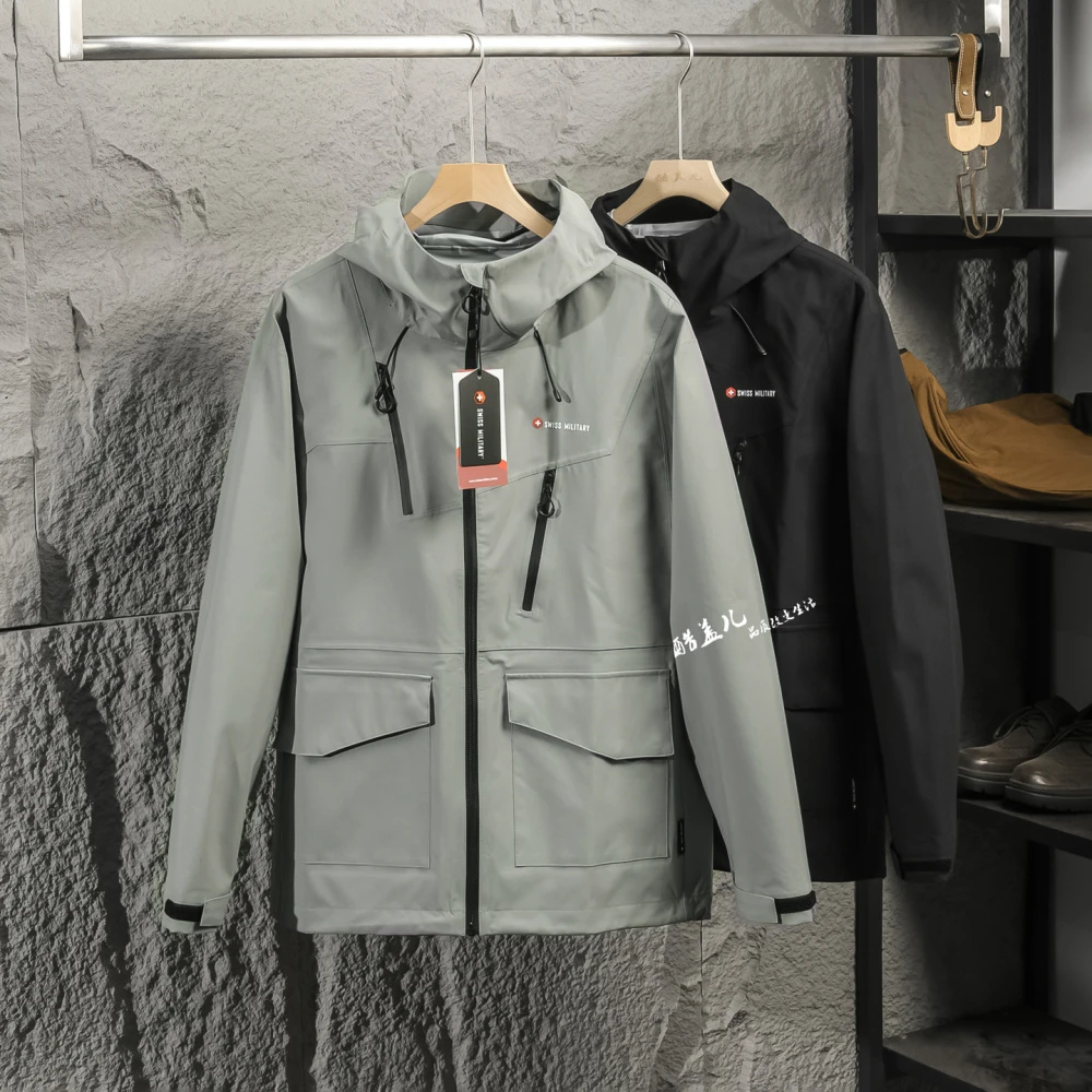 重磅推荐！无缝全压胶高端秋季户外休闲防风防雨连帽冲锋衣外套男