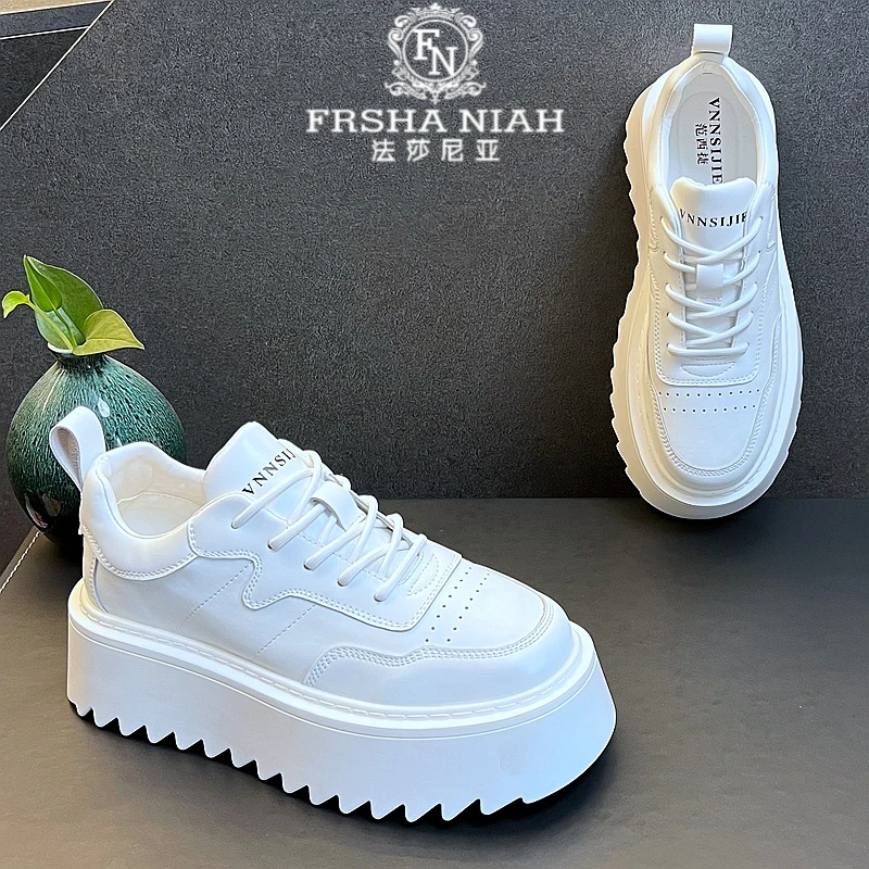 法莎尼亚内增高小白鞋男士韩版潮流板鞋简约百搭休闲鞋厚底面包鞋