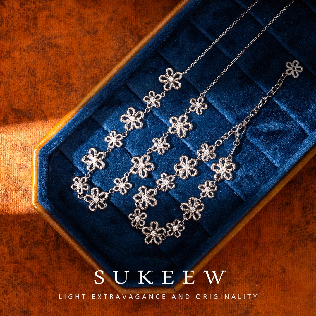 SUKEEW/酥可 镀k金【锦上花】花朵镂空手链项链268205