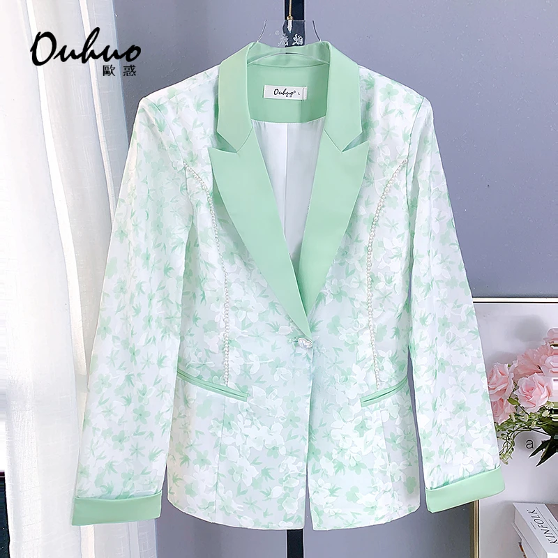 【现货福利】粉丝回馈！现货！碎花气质白色百搭西装OHBSG01017