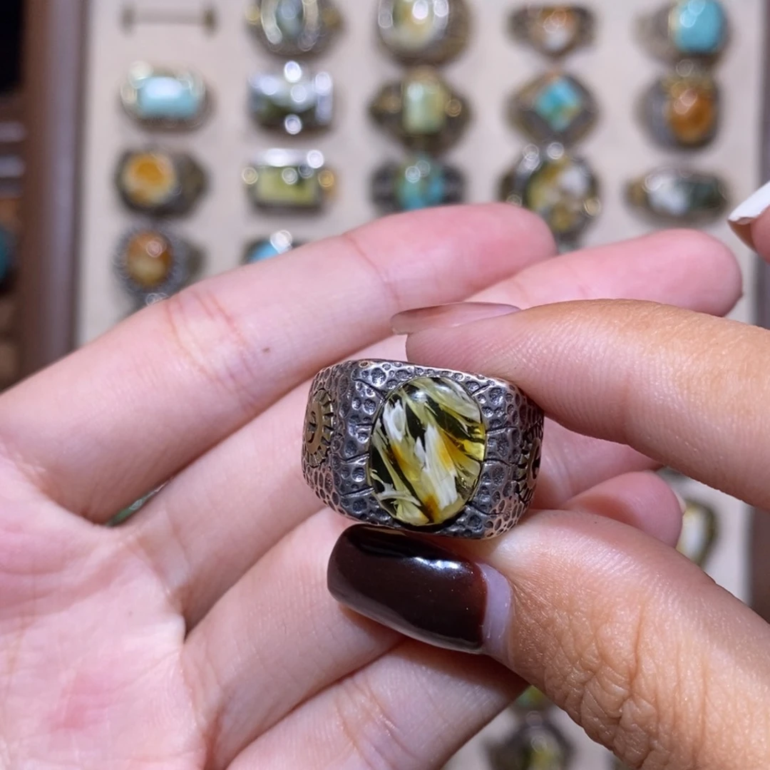 蜜蜡戒指银S925镶嵌D****?戒指