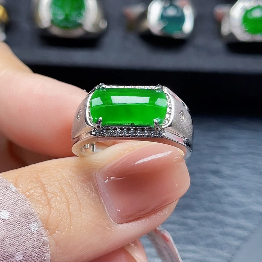 翡翠戒指银S925镶嵌天然a货翡翠没运费险3193