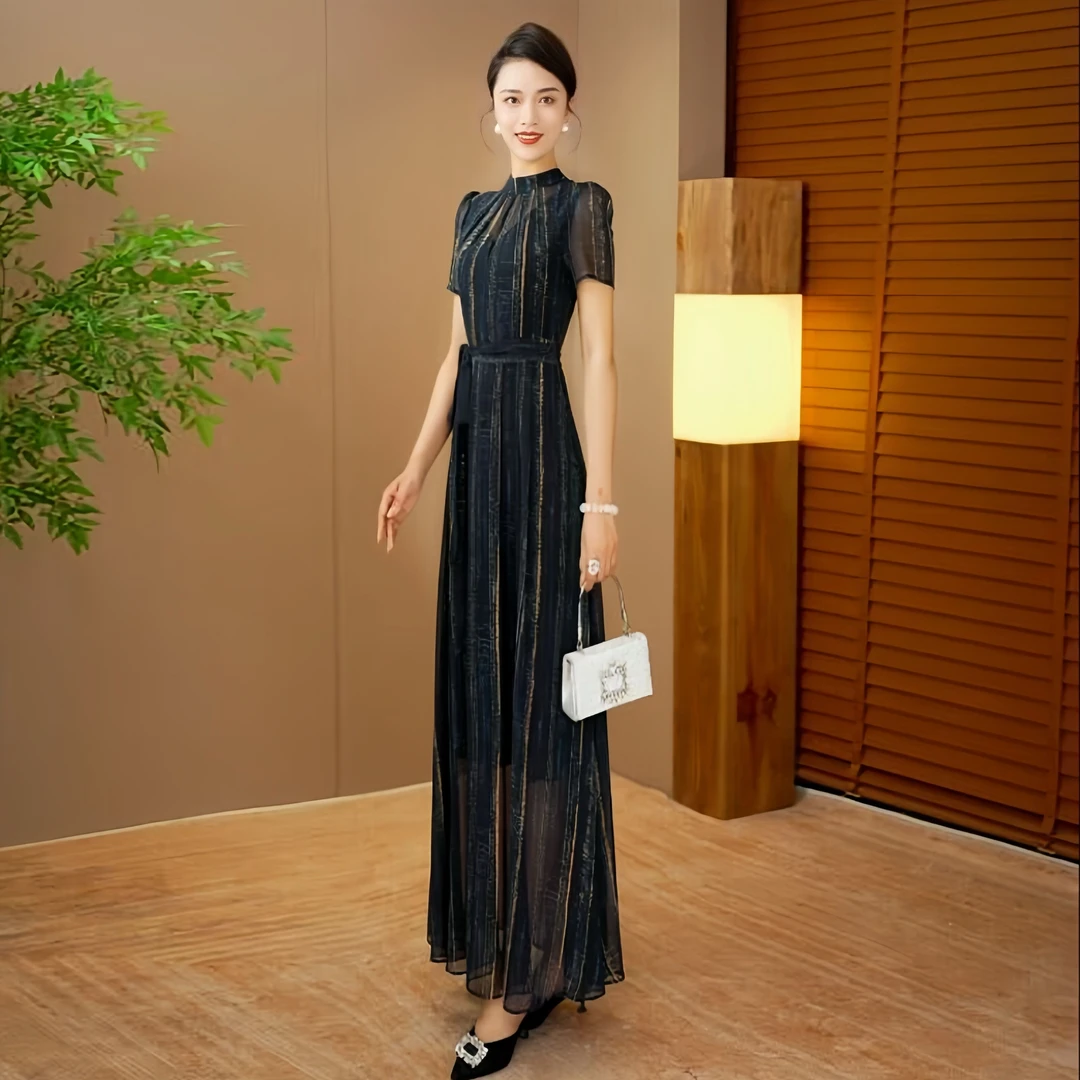 气质大方原创设计感连衣裙2025夏季新款修身显瘦收腰优雅长裙92