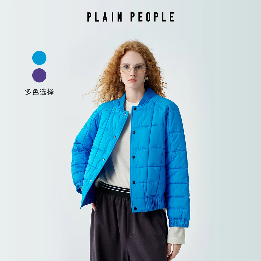 PLAIN PEOPLE轻户外复古绗缝格子夹克外套棒球短外套2025冬季新款