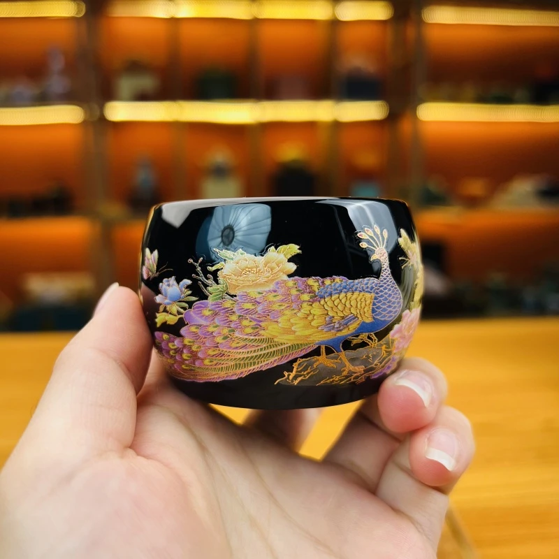 官方正品《富贵荣华》黑珍珠琉璃夜光杯/藏玉系列