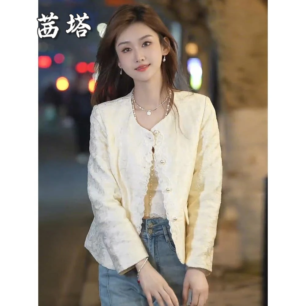 欧若风高级感提花小香风短款外套2025春秋时尚洋气国风新中式上衣