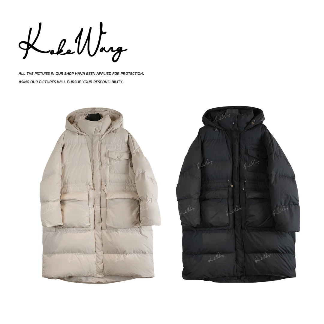 KOKO WANG 秋冬慵懒风90白鹅绒连帽工装保暖鹅绒外套X1795K20W41