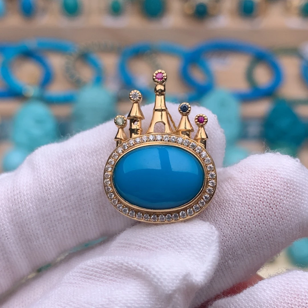 绿松石18K金镶嵌珠宝奇石