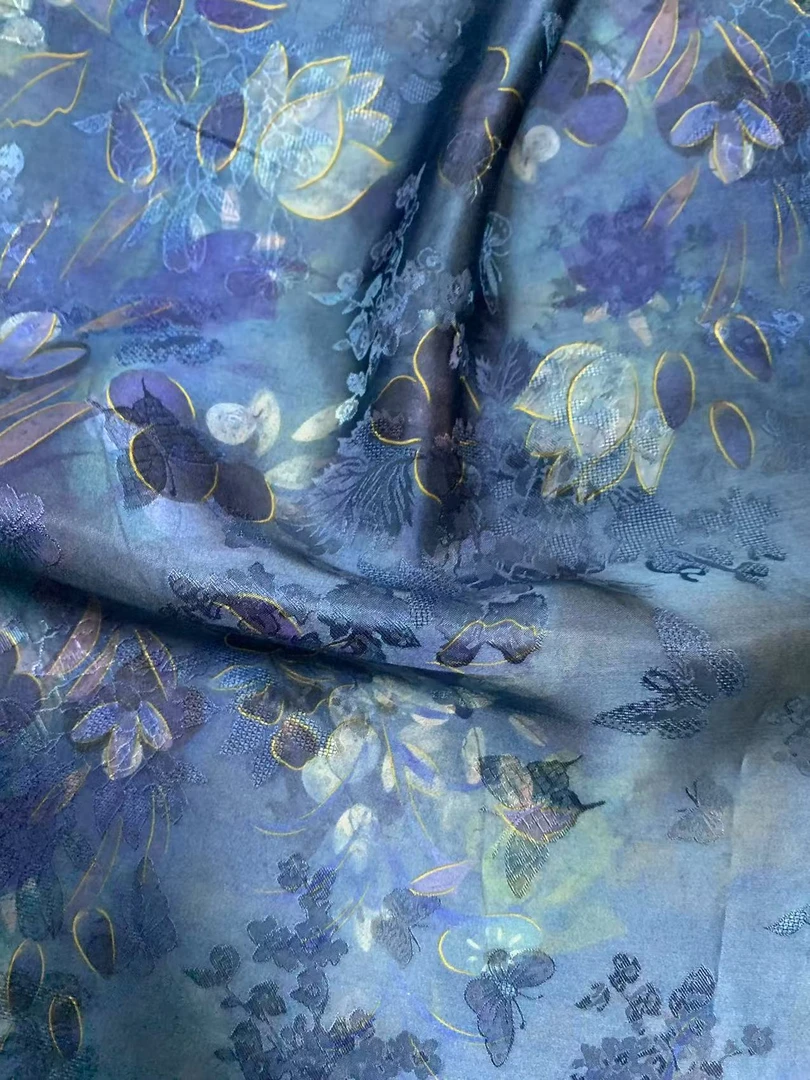 【幻蓝花影】高定新中式红云纱 （开裁不退不换）