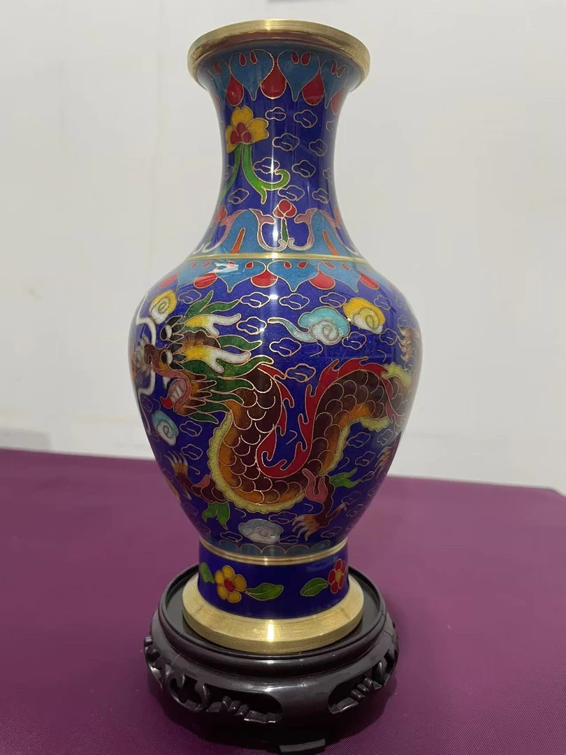 A003周其垒景泰蓝铜胎龙纹瓶