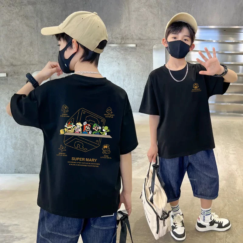 2025新款短袖男童夏季时尚印花男童T恤夏款洋气可爱风休闲韩版