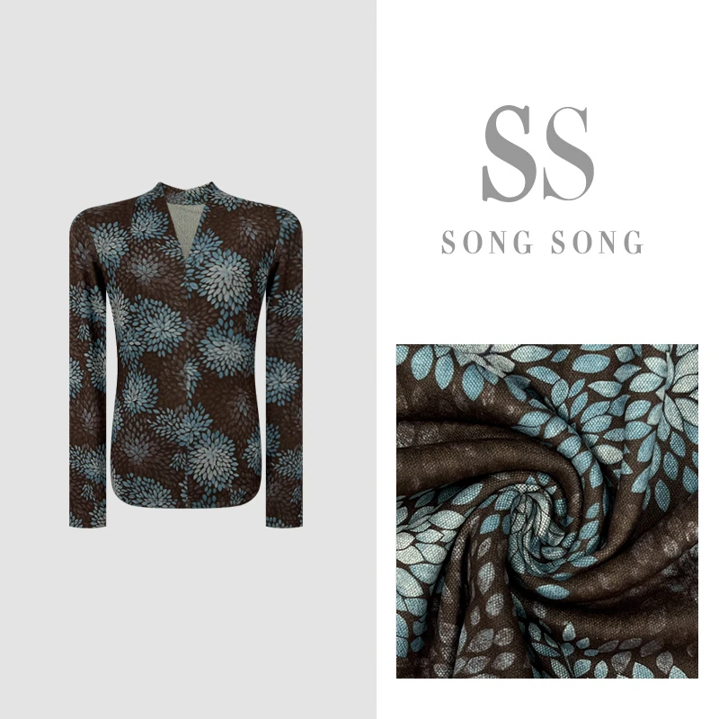 SONG-原创【锦簇繁花】冬季轻奢加厚保暖抓绒高级感V领百搭显瘦上衣