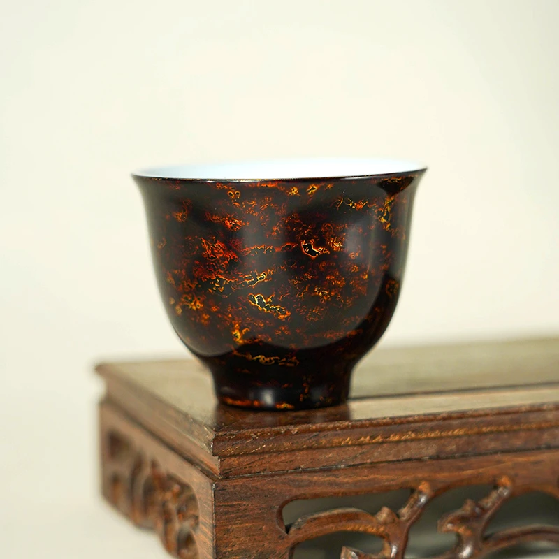 明初大漆漆器非遗纯手工大漆宝砂铃铛杯