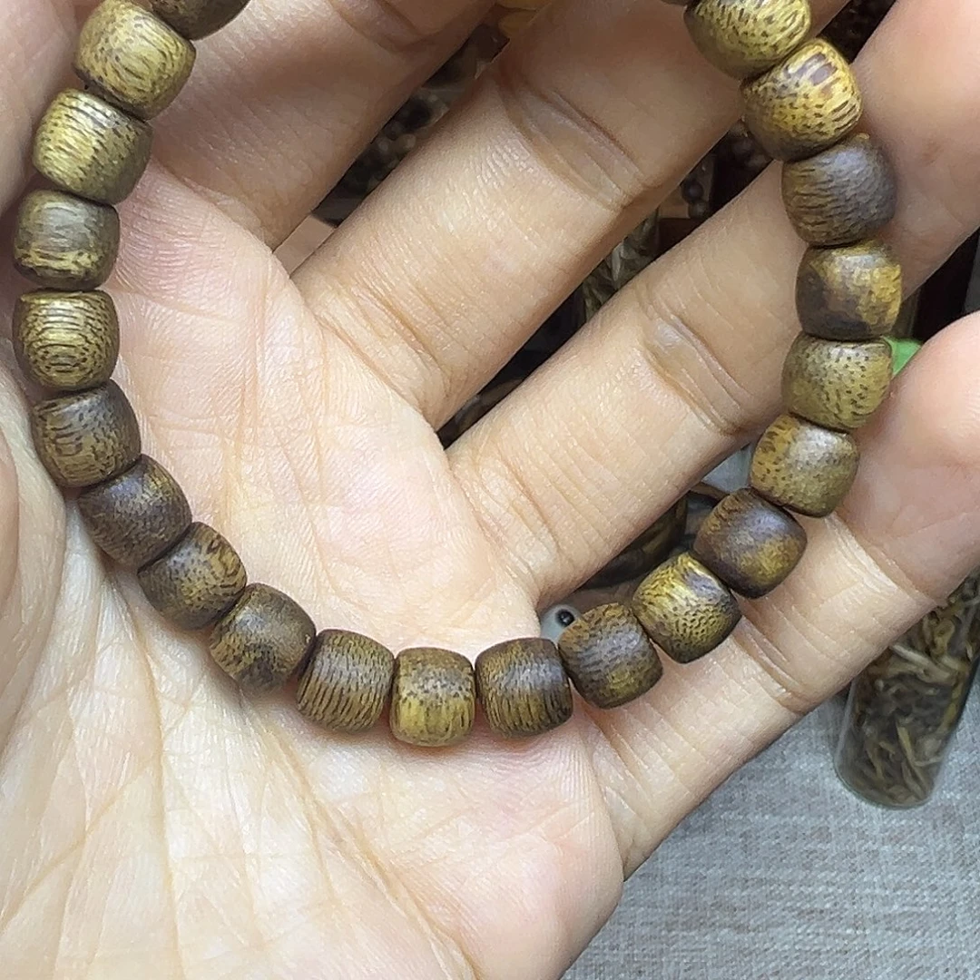 沉香碎屑沉香卡7鼓珠单圈