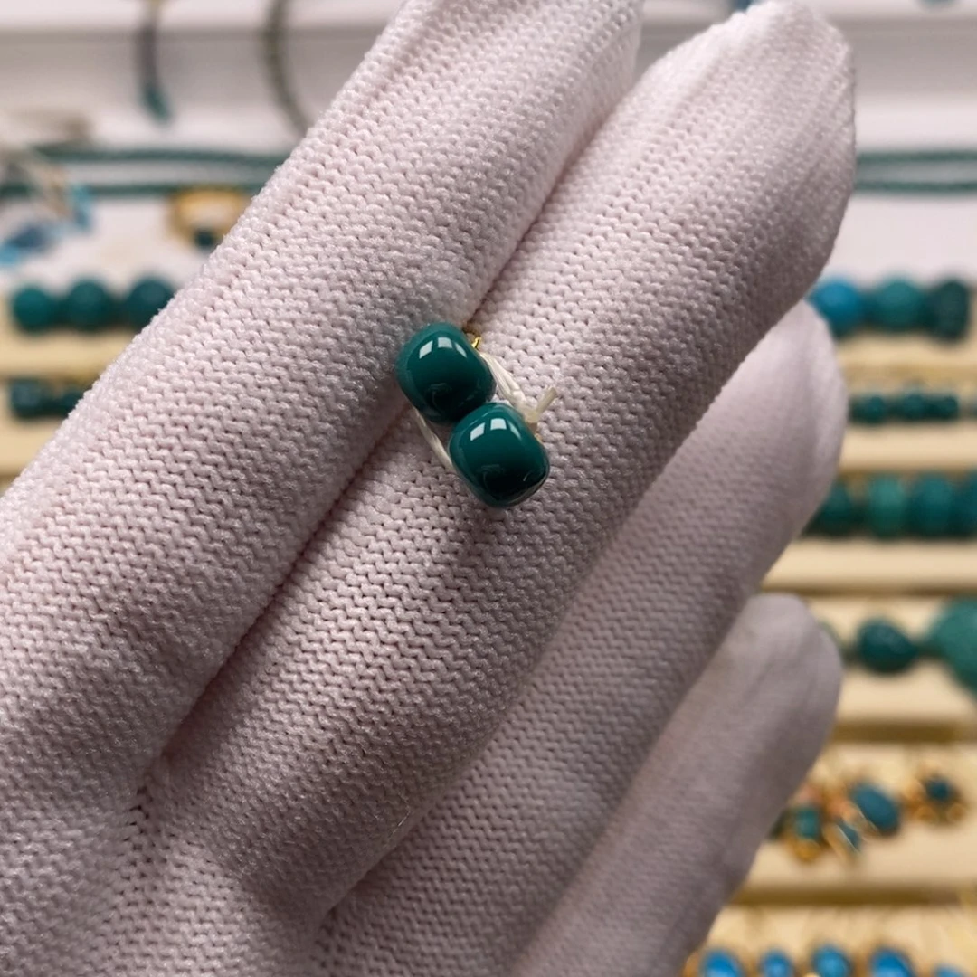 未镶嵌绿松石珠宝奇石老型对珠6.9mm