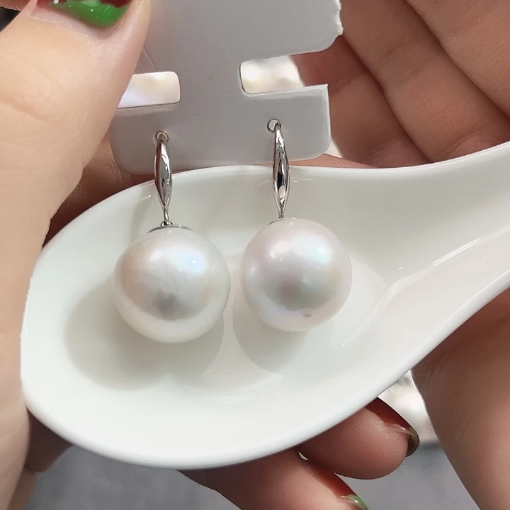 *****银S925镶嵌淡水珍珠新号开播稀有大龙珠耳饰16-16.5m
