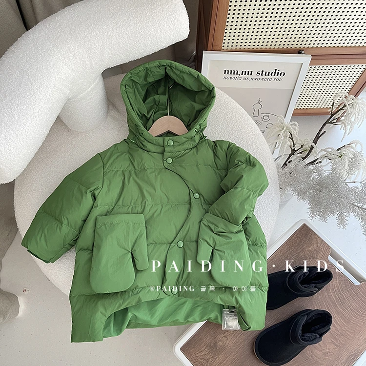 冬装儿童韩版潮流可爱手套口袋休闲宽松保暖羽绒服HDM2504-QQQQ