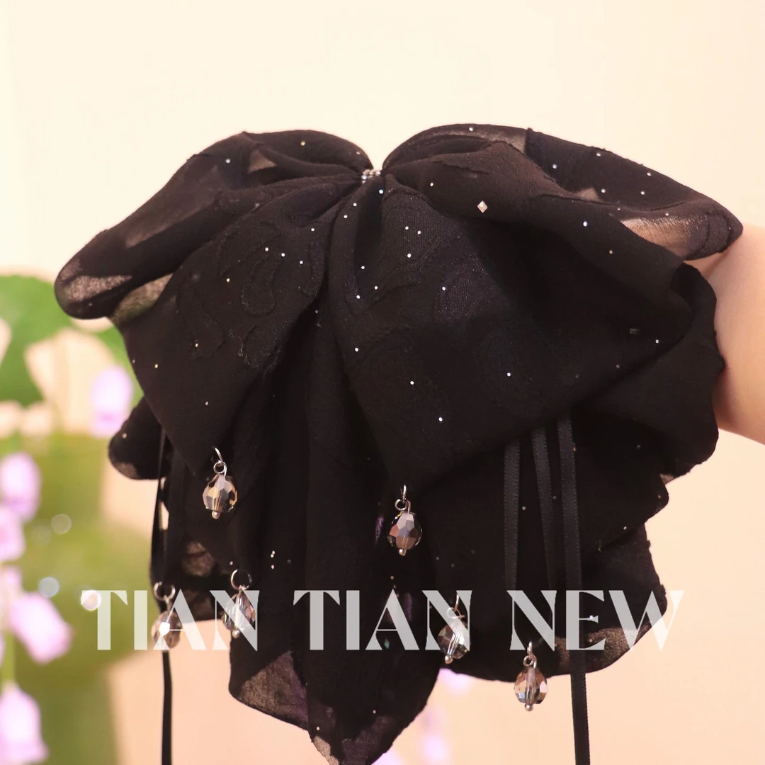 【爱丽丝梦境】A042 布艺蝴蝶结马尾抓夹女盘发半扎发吊坠发夹