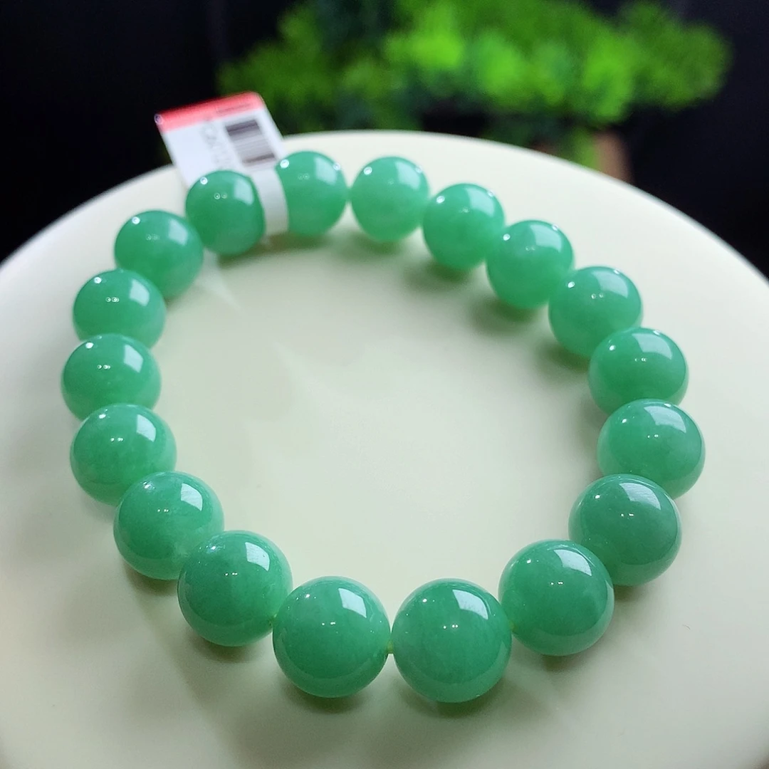 未镶嵌手串翡翠满色苹果绿 卡11mm左右