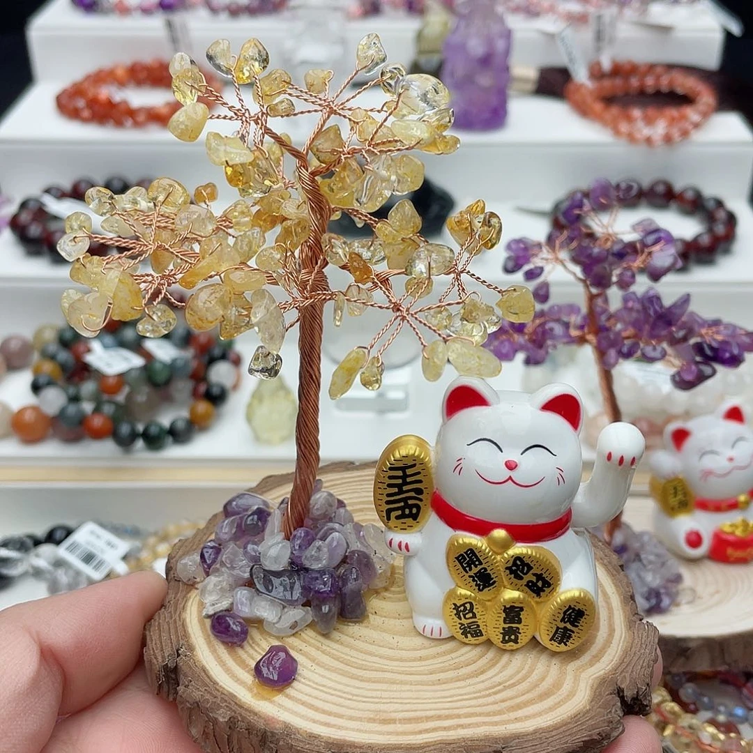 水晶手链未镶嵌黄水晶招财猫