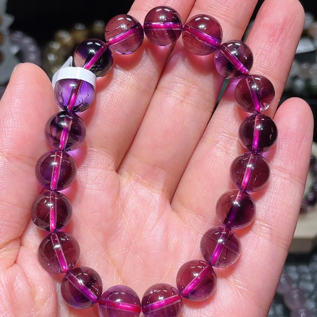 水晶手链未镶嵌紫超七手链，晶体通透