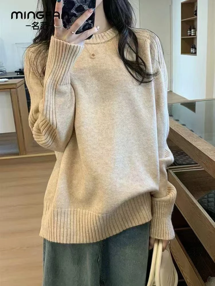 韩国东大门高级感插肩袖宽松毛衣女秋冬内搭外穿松弛感针织衫上衣