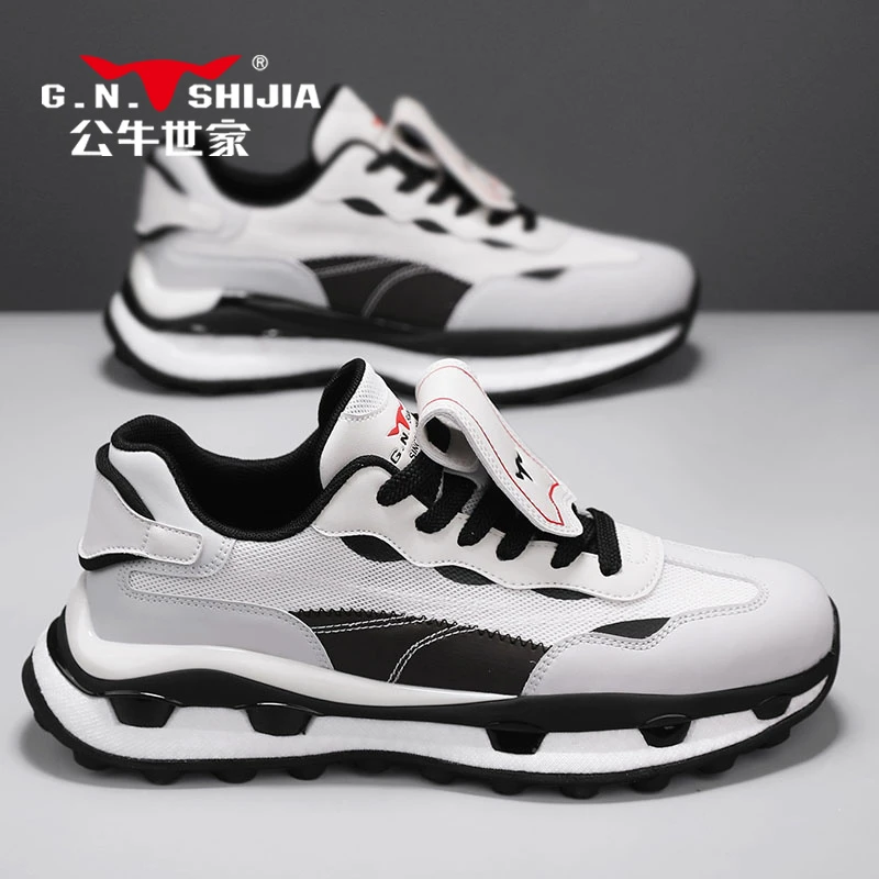 公牛世家男鞋春秋新款运动网面鞋新潮百搭耐磨增高时尚休闲鞋
