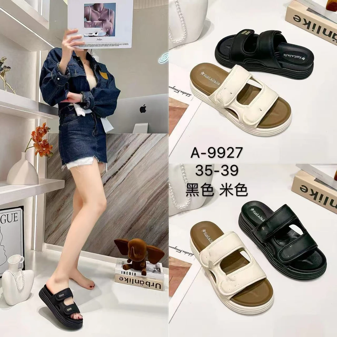 9927厚底踩屎感女士夏季外穿配裙魔术贴沙滩凉拖鞋
