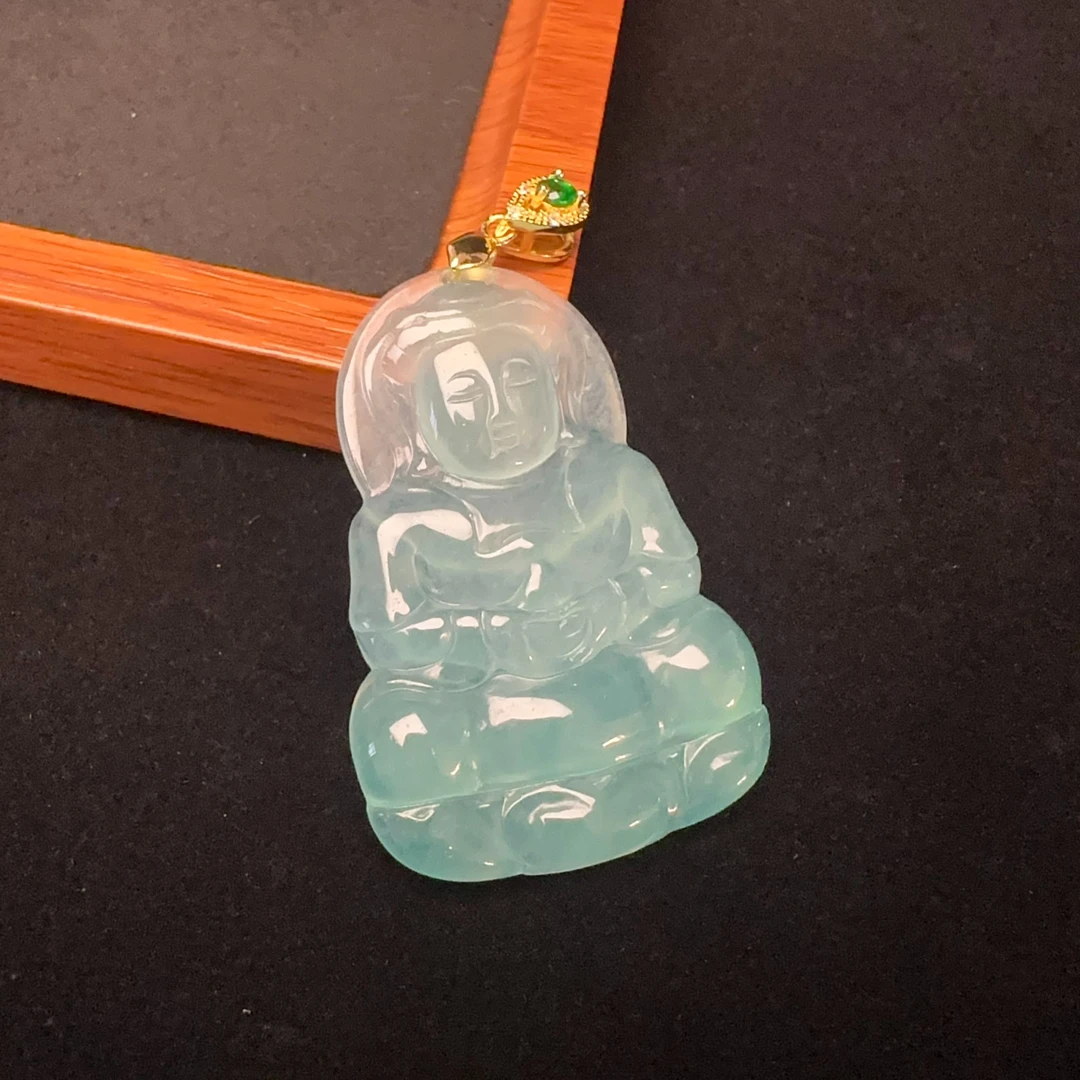 缅甸冰底老蓝水观音吊坠-099多样性发一