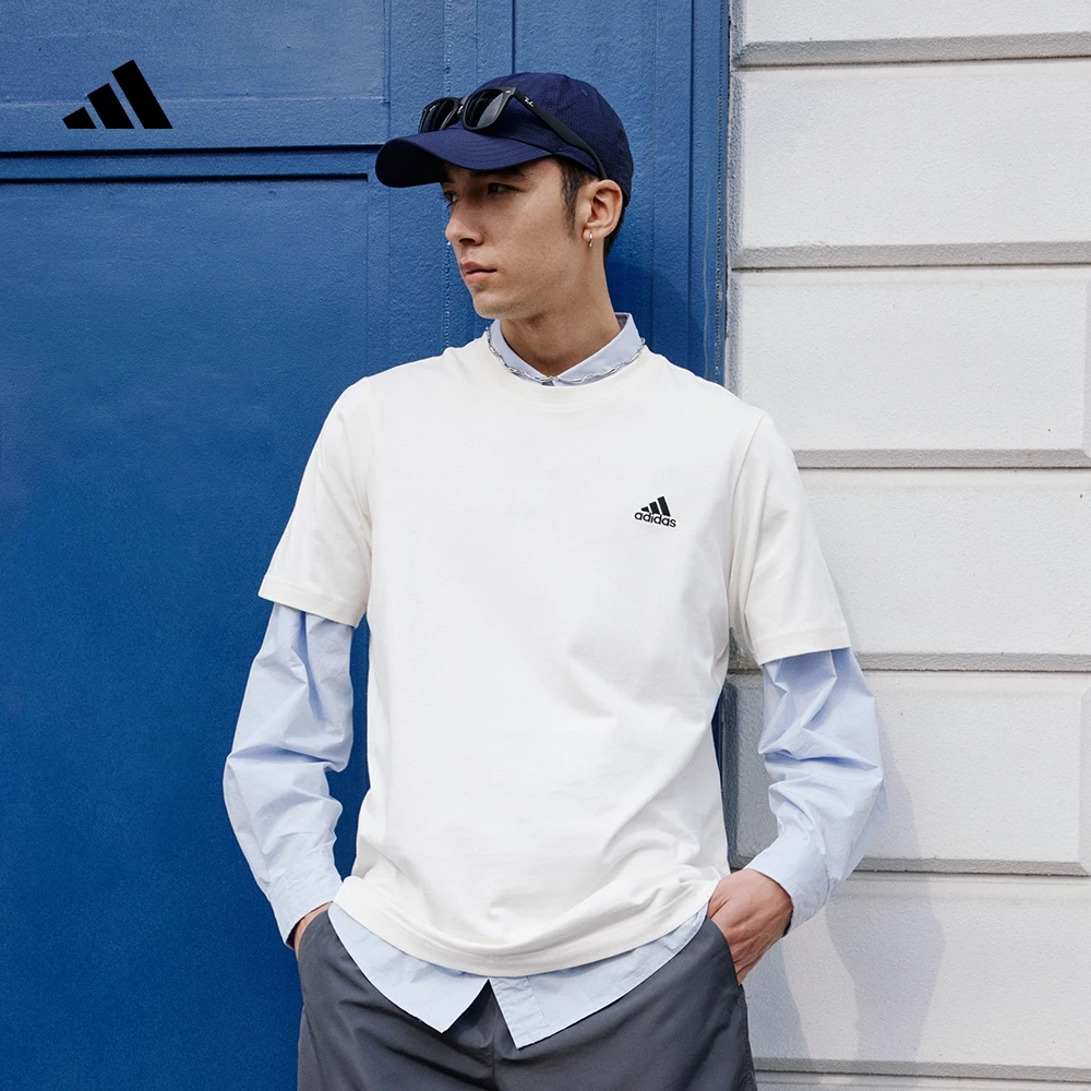 阿迪达斯 情侣款纯棉休闲上衣圆领短袖T恤男女夏季adidas IT4332