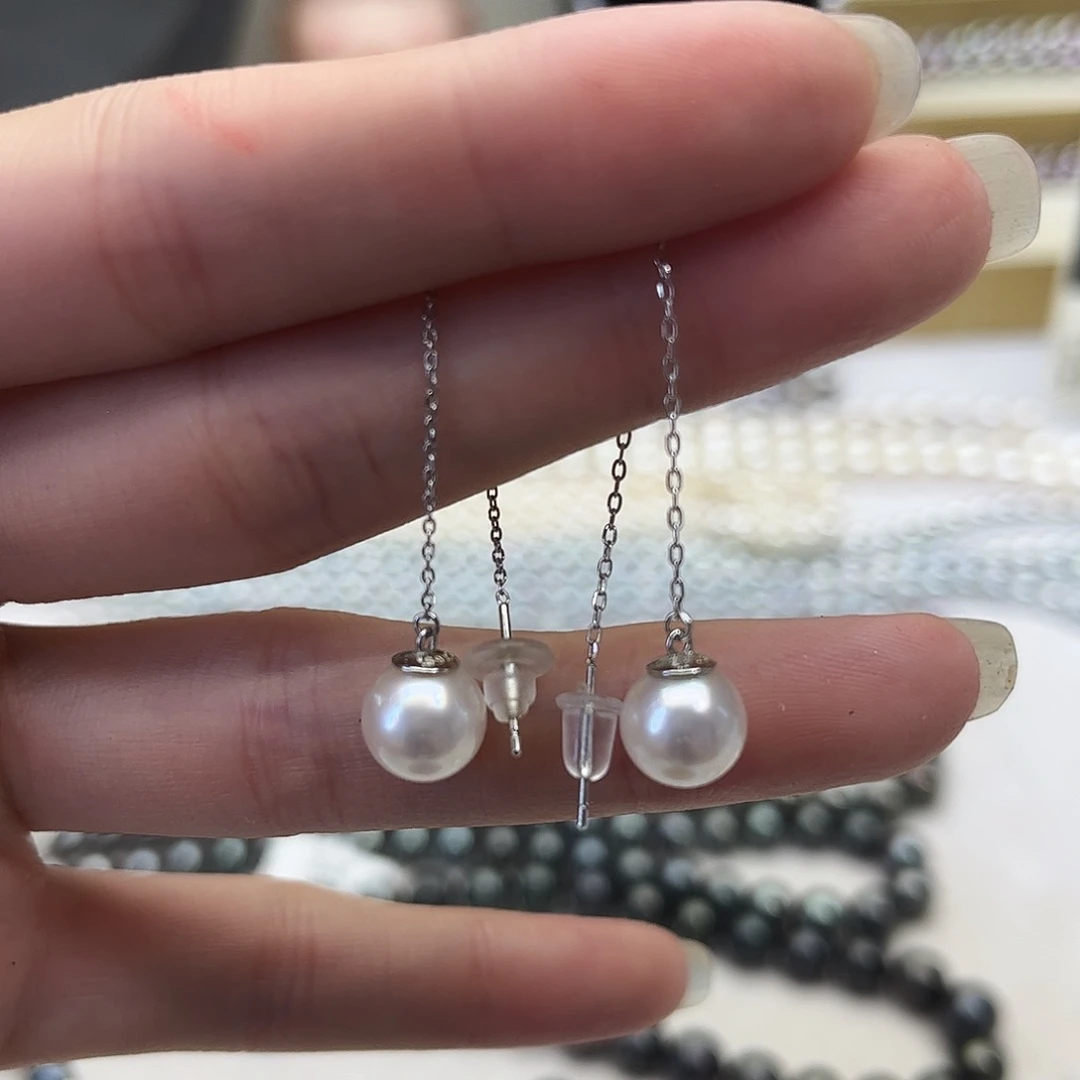 银S925镶嵌海水珍珠耳饰