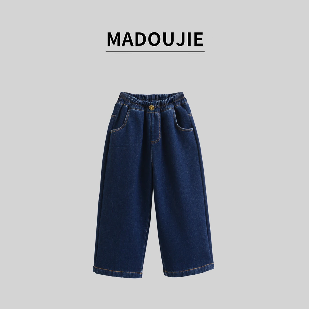 麻豆街【加绒牛仔裤】秋冬款牛仔裤中大童休闲裤舒适潮酷MD466