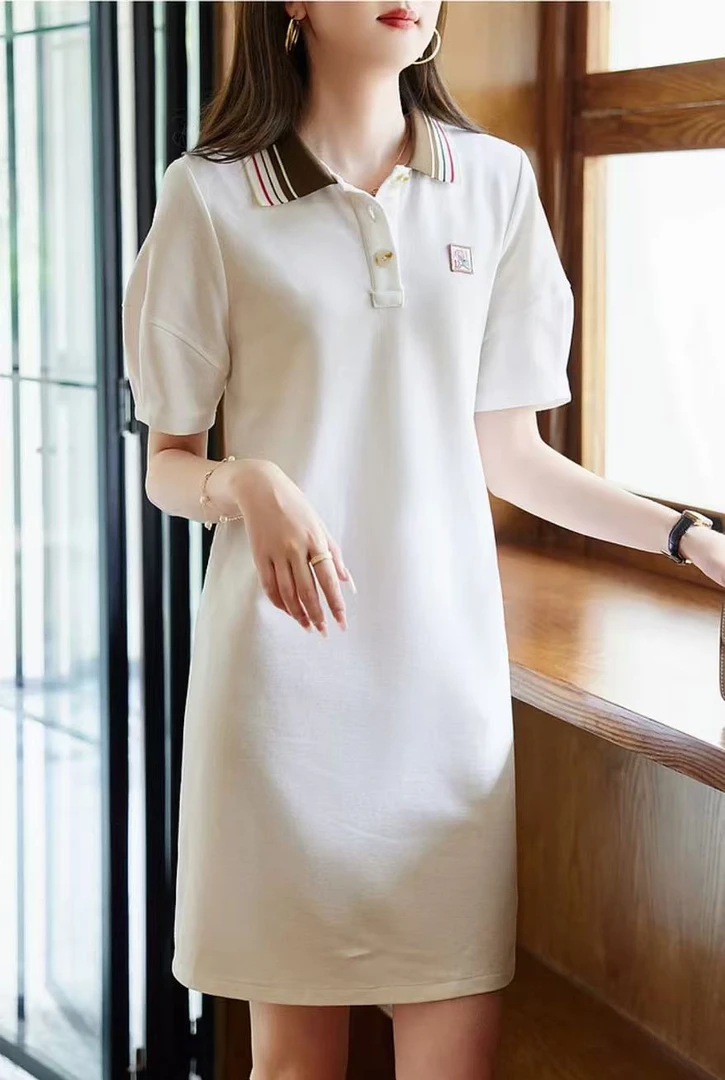 8851#夏季新款气质POLO领休闲连衣裙