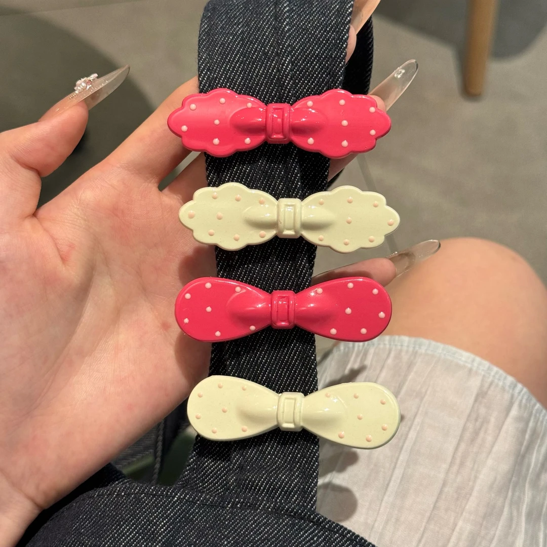 复古波点蝴蝶结发夹法式少女侧边夹刘海夹甜美可爱显白碎发夹简约