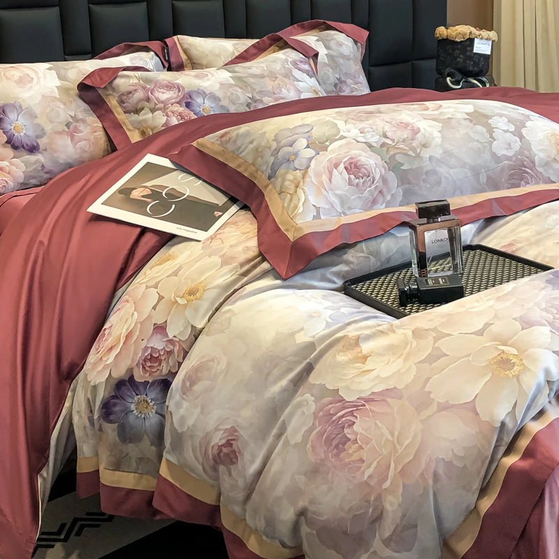 2025新款全棉四件套数码印花长绒棉套件高颜值可机洗床单床上用品