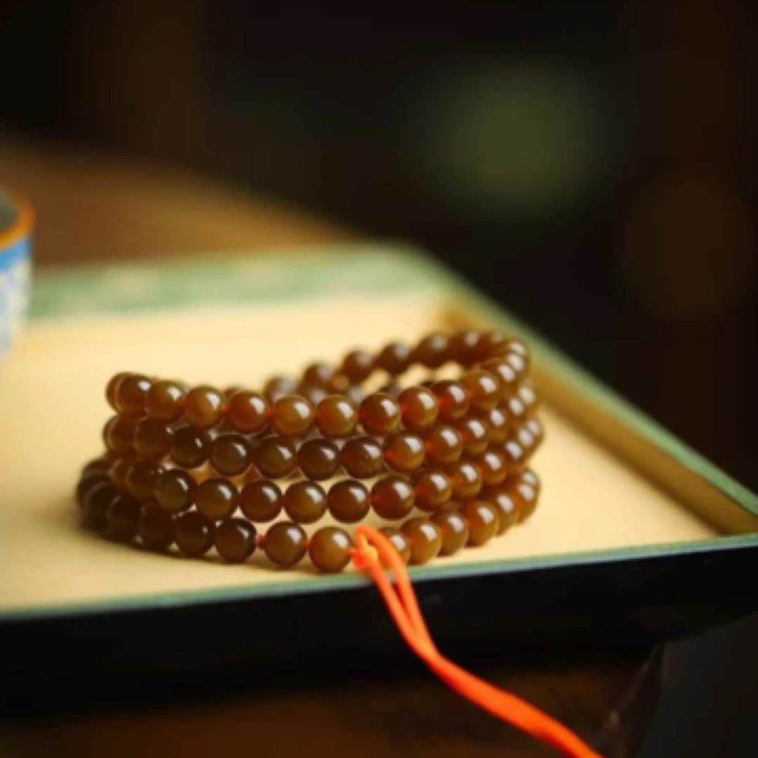 【108珠链】•唯美 规格：6mm  重34g和田玉•新疆且末糖料 HTY43