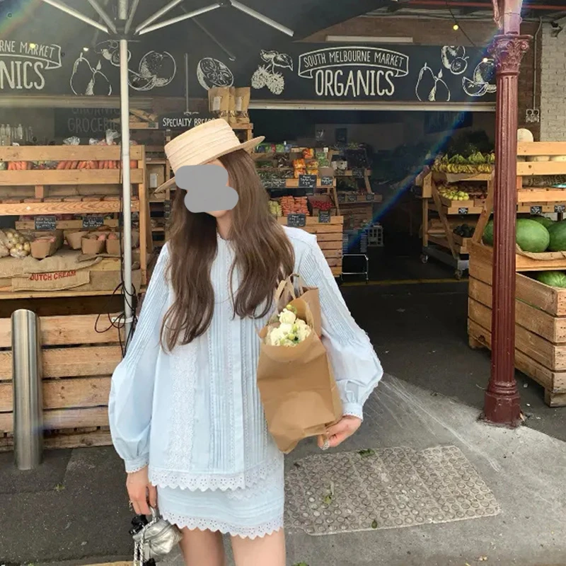 法式气质衬衫套装女夏季新款设计感圆领泡泡韩系法式辣法式学院风