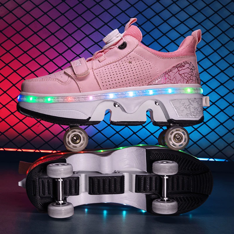 238大四轮带灯充电暴走鞋板鞋