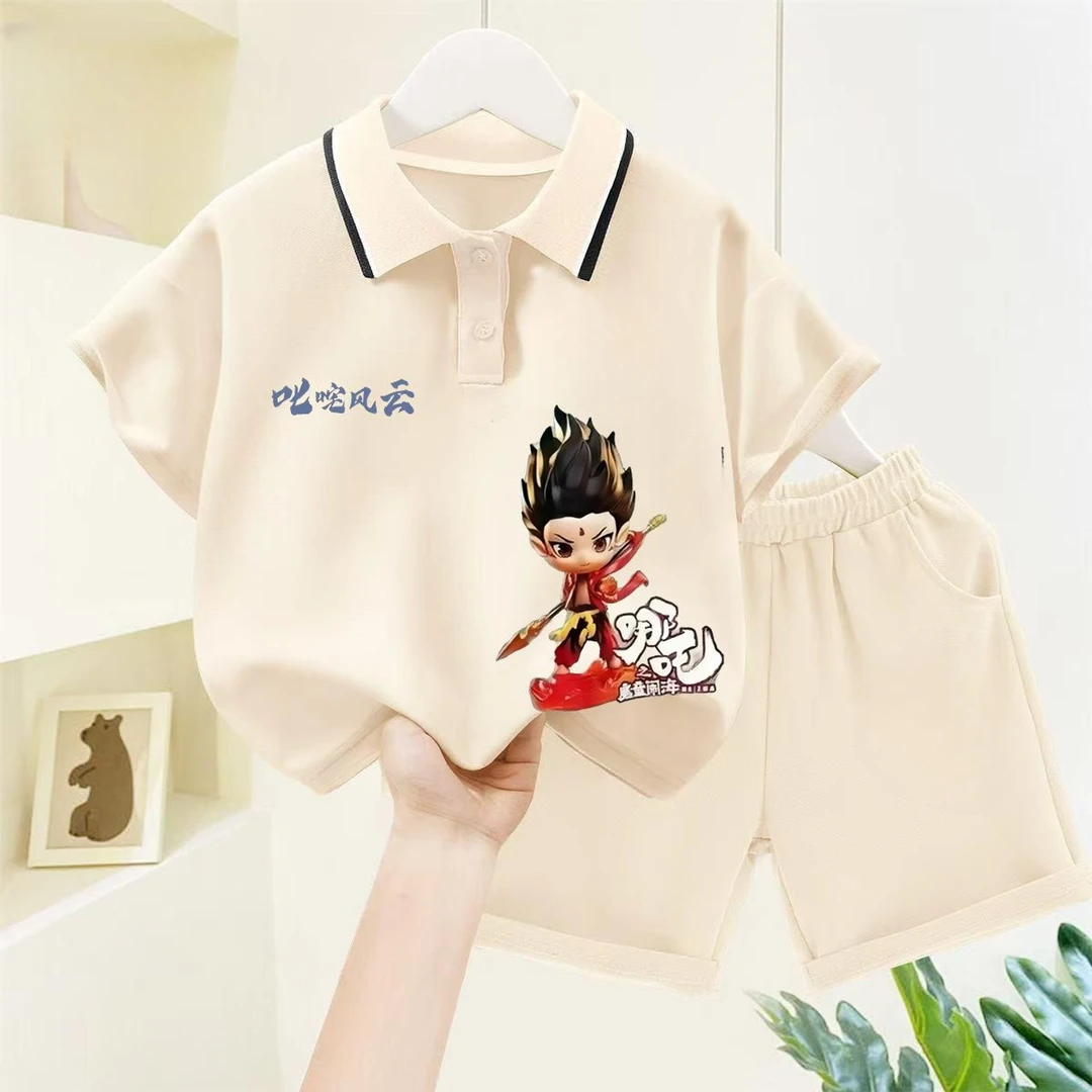 【断码】夏季新款哪吒闹海男童立领敖丙纯棉套款衫短袖两