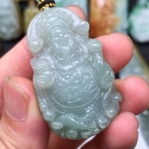翡翠未镶嵌颈饰缅甸翡翠财神爷